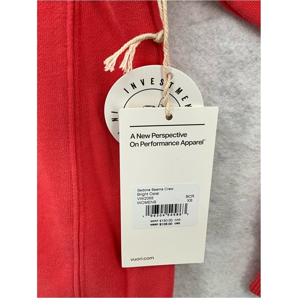 NWT Vuori Women's Sedona Seams Crew XS Bright Coral VW2068 - Picture 10 of 12